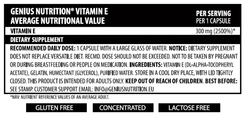 Vitamin e 60 liquid caps/60 serv, Genius nutrition, , medium-null