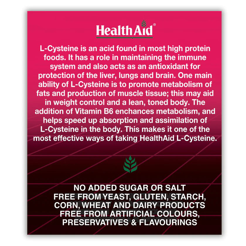 Health aid l-cysteine 550mg x 60 tablets - with b6, , medium image number null