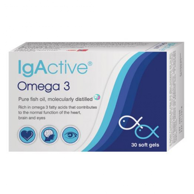 Product image: Igactive omega 3, pure fish oil for the normal function of heart, brain and vision 30 soft gels, , medium-null