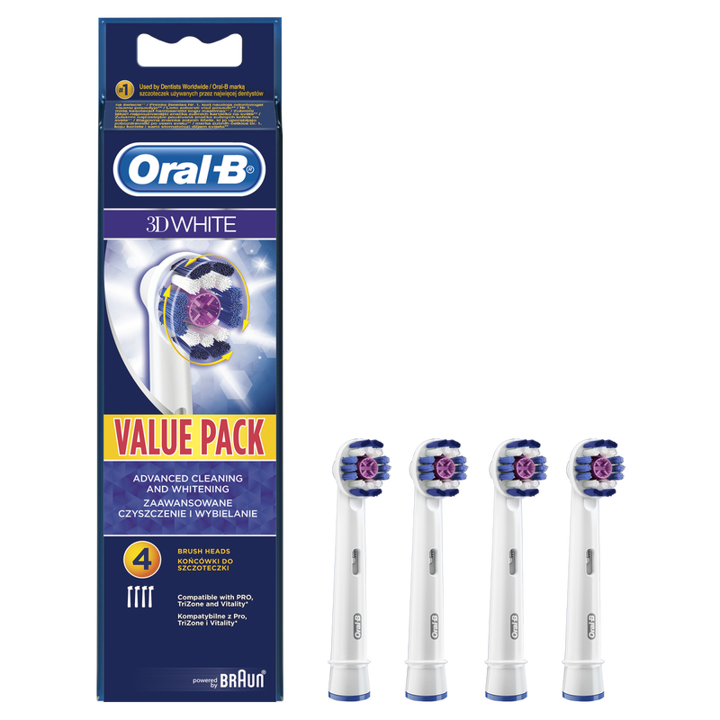 Product image: Oral b 3d white replacement electric toothbrush heads value pack 4pieces, , medium-null