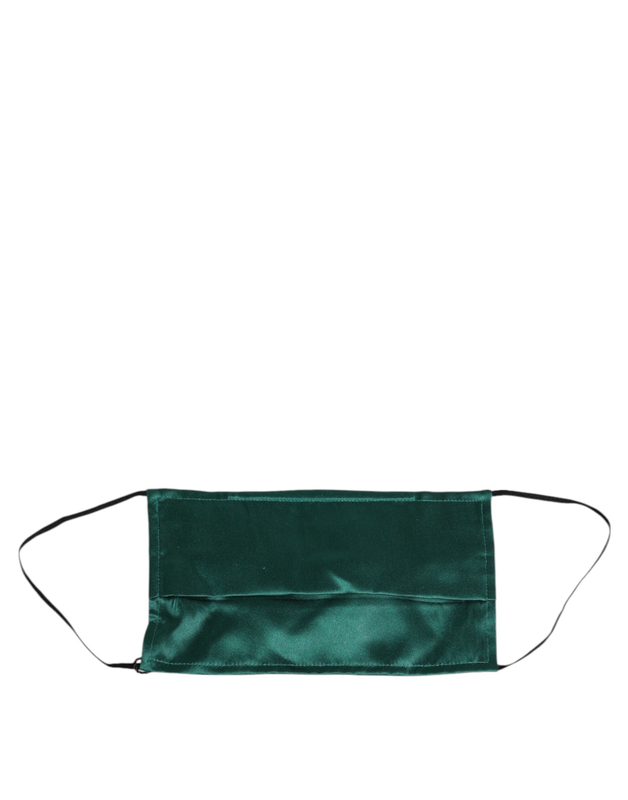 Green silk pleated elastic ear strap face mask-null