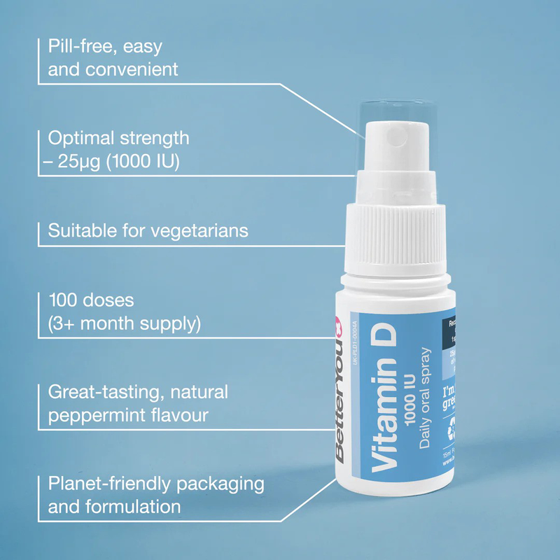 Betteryou dlux 1000iu vegan vitamin d daily oral spray x 15ml, , medium-null