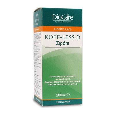 Diocare koff-less d syrup x 200ml - natural sugar free herbal syrup for sore throat, , medium