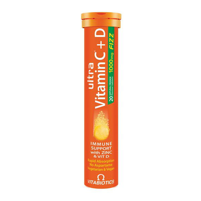 Vitabiotics ultra βιταμίνη c+d & ψευδάργυρος σε ένα δισκίο 1000mg c/400 iu d3, 20tabs, , medium