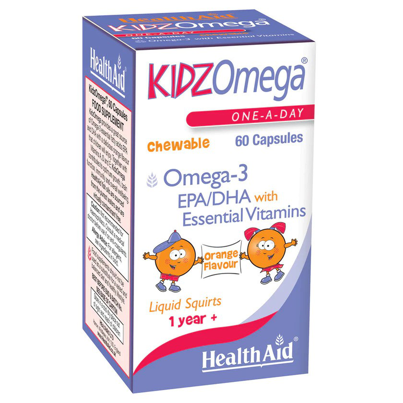 Health aid kidz omega x 60 chewable capsules - omega-3 & essential vitamins with orange flavor, , medium image number null
