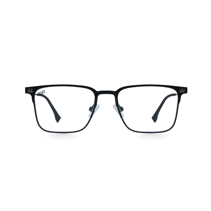 Product image: OJO personal style square black frame and temples and demo lenses with polarised clip on, , medium-null