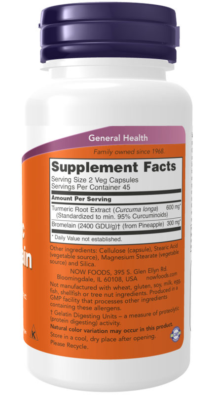 Now foods - turmeric & bromelain joint health x 90 veg capsules, , medium image number null