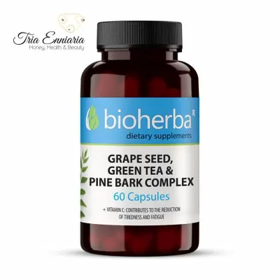 Grape seeds, green tea and pine bark, 60 capsules, bioherba, , medium