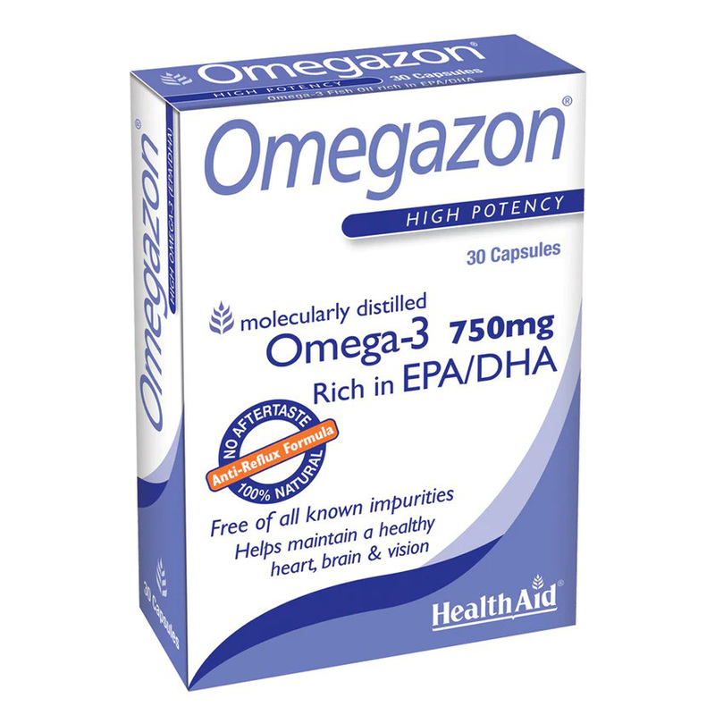 Product image: Health aid omegazon - omega-3 fish oil 750mg x 30 capsules - for healthy heart brain & vision, , medium-null