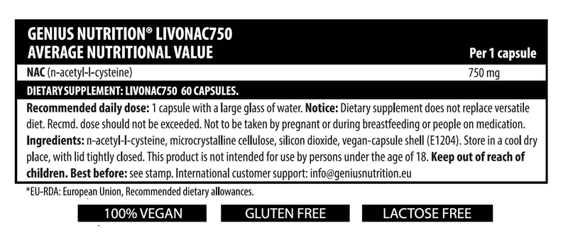 Livonac750 60 caps/60 serv, Genius nutrition, , medium-null