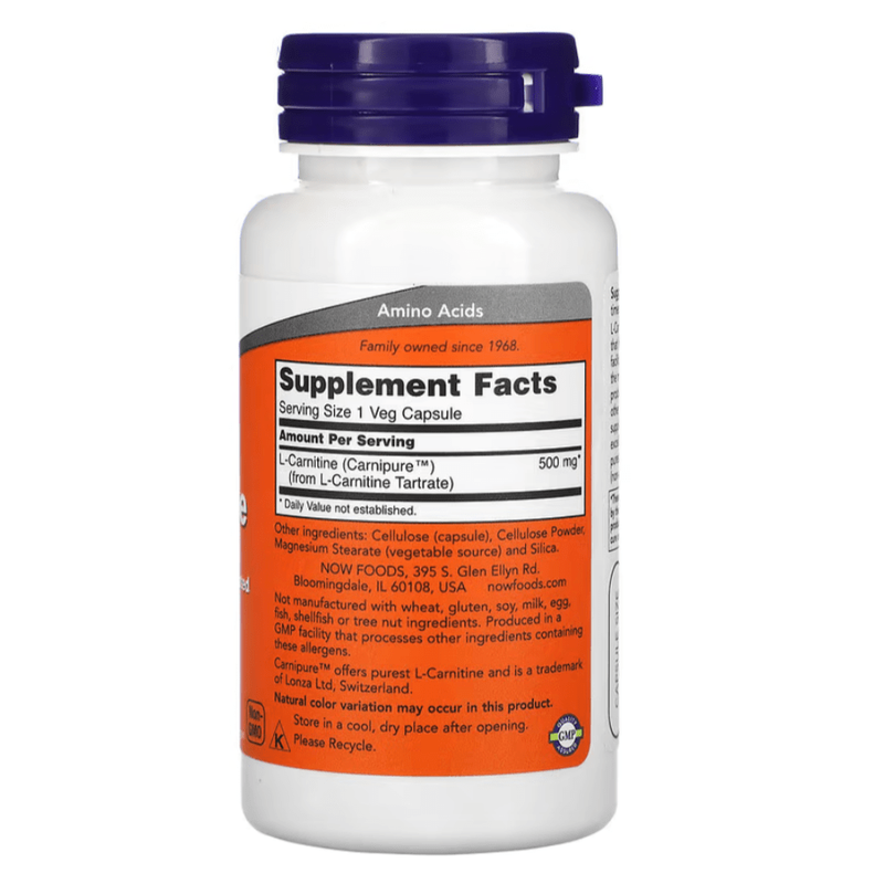 Product image: Now l-carnitine 500mg 60s, , medium-null
