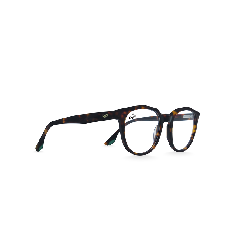 OJO personal style round laminated shell brown frame and temples with demo lenses, , medium image number null