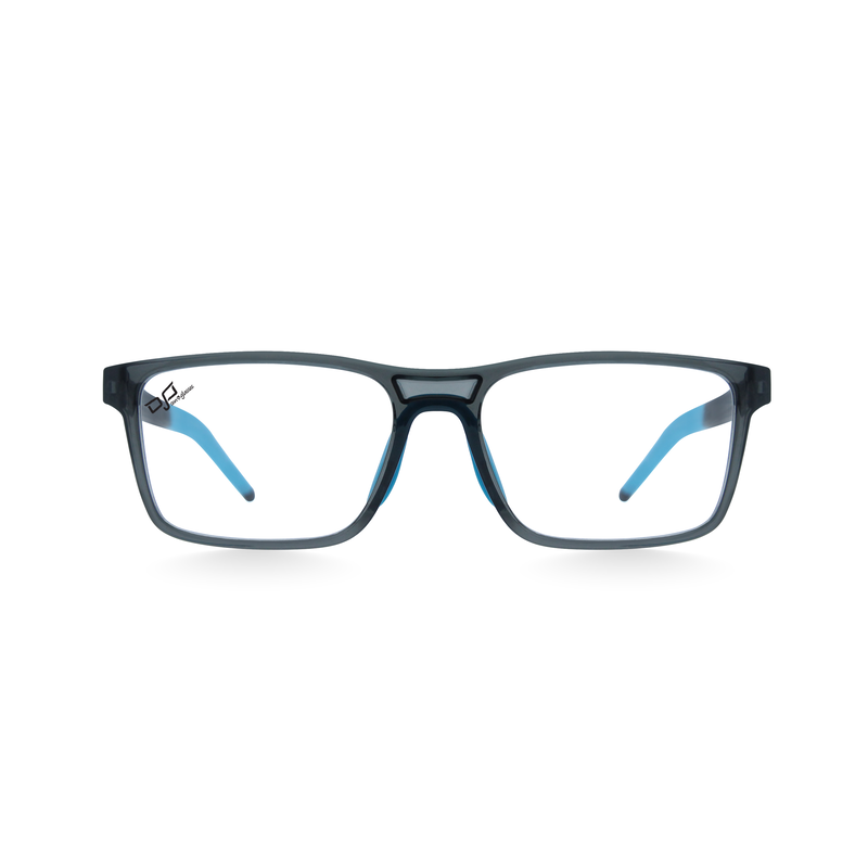 Product image: OJO personal style square clear grey blue frame and temples with demo lenses, , medium-null