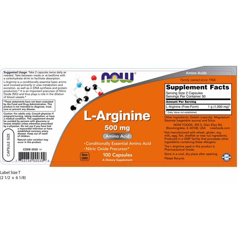 Now l-arginine 500mg 100 capsules, , medium-null