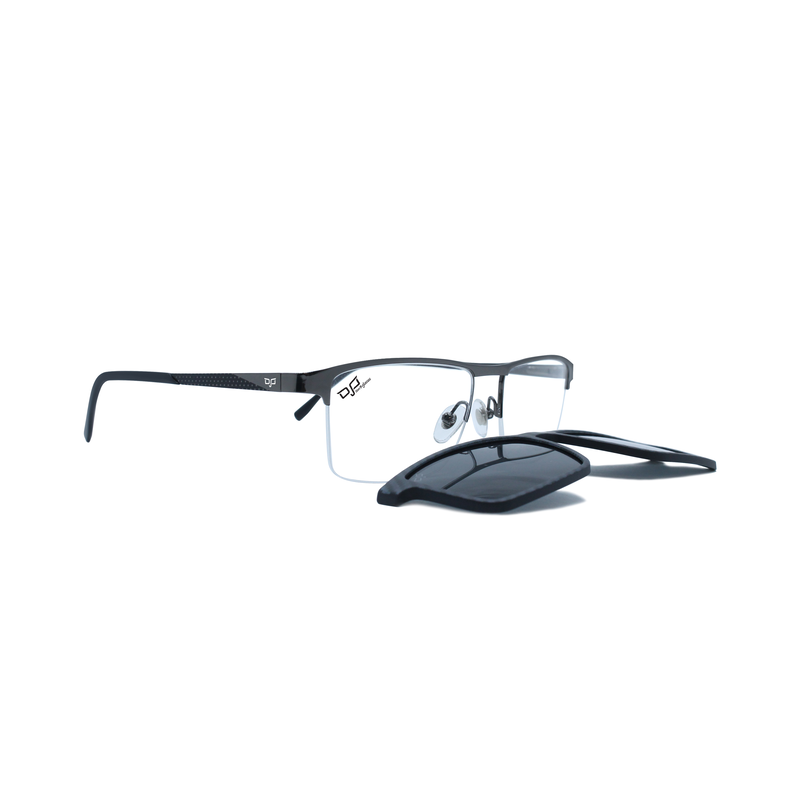 Product image: OJO personal style square gun frame and temples and demo l. With carbon polarised clip, , medium-null
