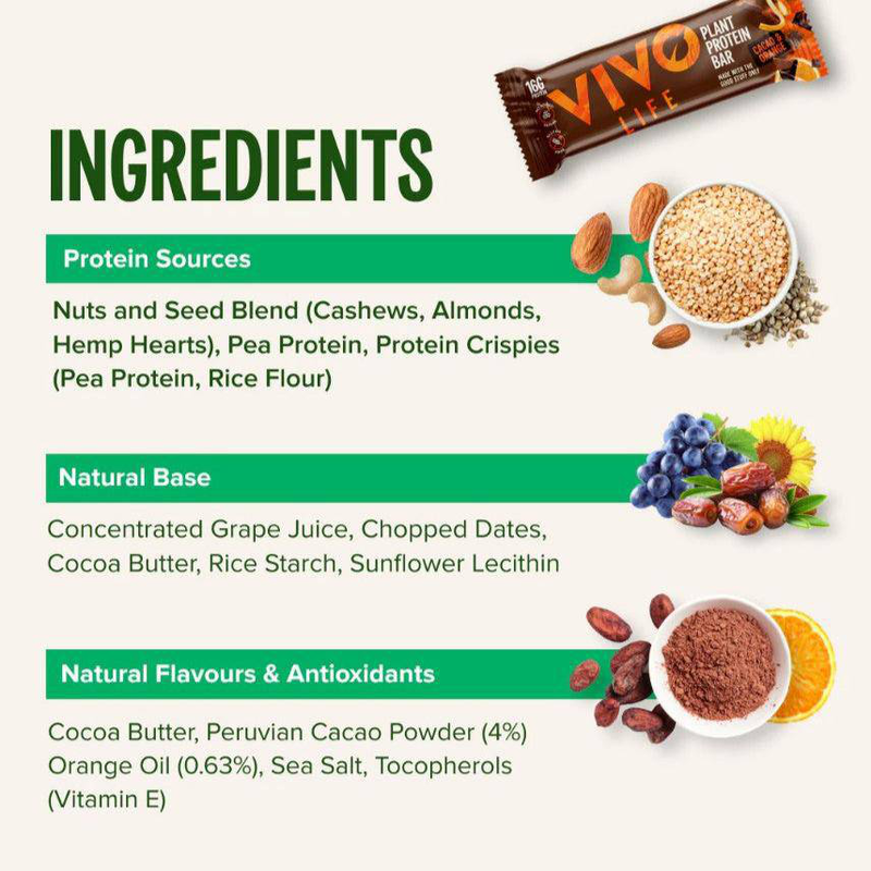 Product image: Plant protein bars: cacao and orange - vivo life, , medium-null