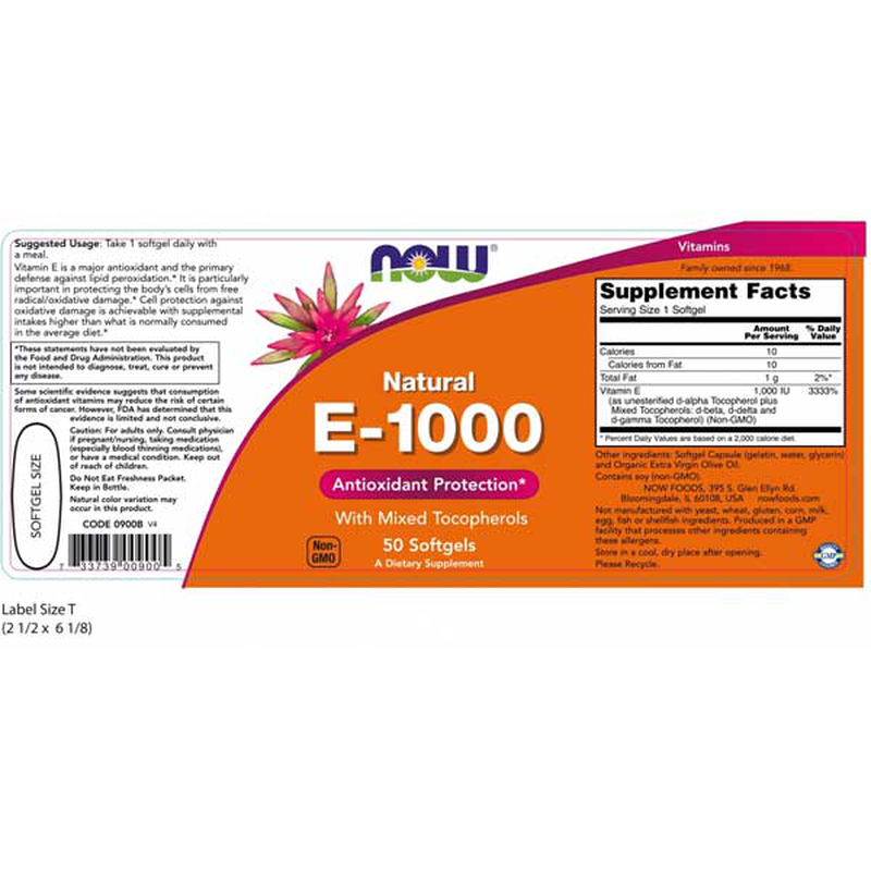 Now foods vitamin e-1000, mixed tocopherols 50 softgels, , medium-null