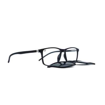 OJO personal style handmade square black frame and temples and demo lenses with p. Clip on