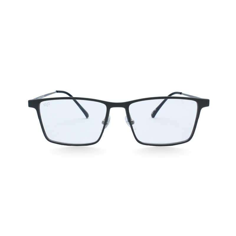 OJO personal style square ultem titanium gun frame and silver temples and d. L. With polar clip on, , medium image number null