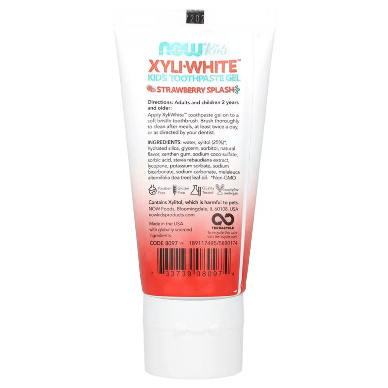 Now foods, xyliwhite, kid's toothpaste gel, strawberry splash, 3 oz (85 g), , medium-null