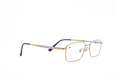OJO optical square titanium gold frame and temples and demo lenses, , medium