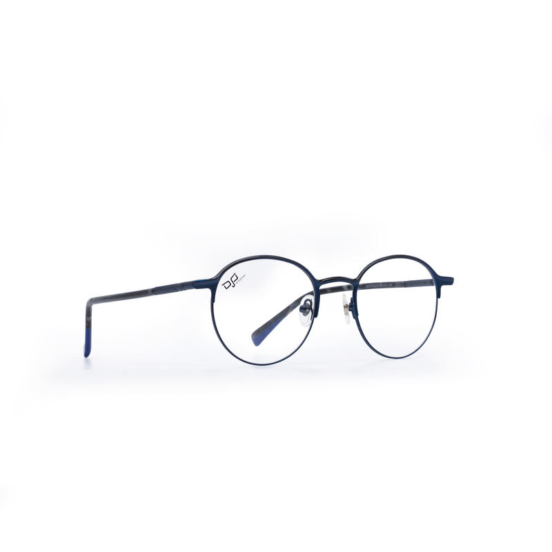 OJO personal style round blue frame and tortoise black blue temples and demo lenses, , medium-null