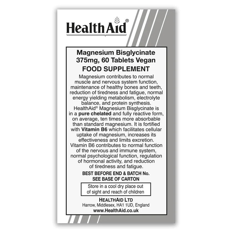 Product image: Health aid magnesium bisglycinate 375mg x 60 tablets, , medium-null