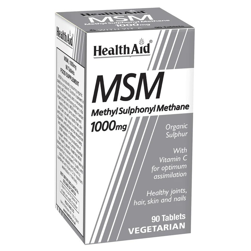 Health aid msm (methylsulphonylmethane) 1000mg x 90 tablets - for healthy joints, nails, skin & hair, , medium-null