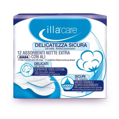 Illa care sanitary pads with wings extra night, sanitary pads, 12, , medium