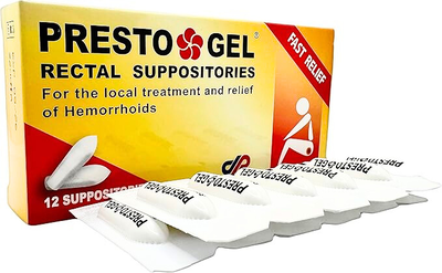 Presto gel rectal suppositories 12 pieces