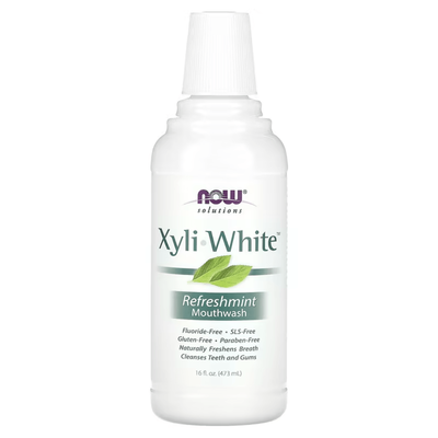 Now foods, solutions, xyliwhite mouthwash, fluoride-free, refreshmint, 16 fl oz (473 ml), , medium