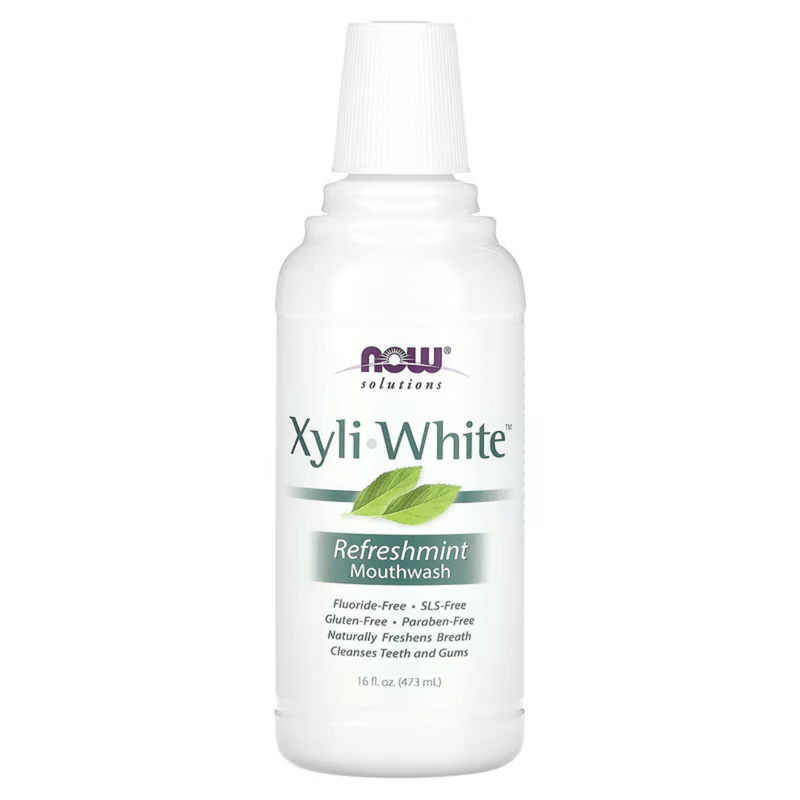 Product image: Now foods, solutions, xyliwhite mouthwash, fluoride-free, refreshmint, 16 fl oz (473 ml), , medium-null