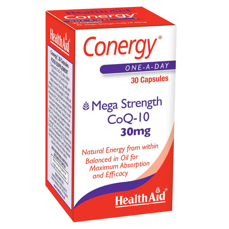 Health aid conergy mega strength co-q10 30mg x 30 capsules, , medium-null
