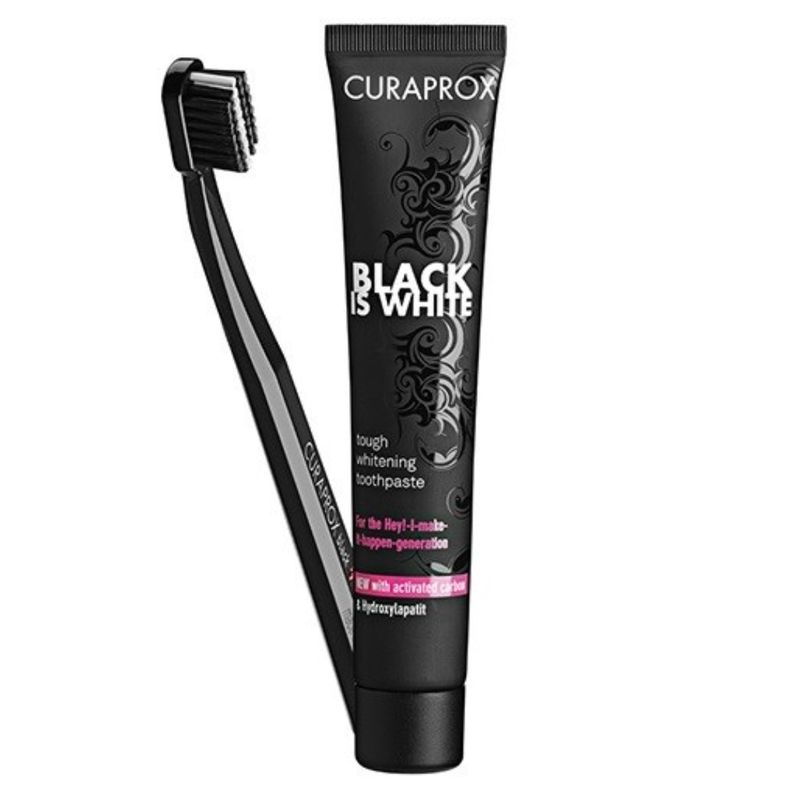 Curaprox black is white set cs 5460 &omicron;&delta;&omicron;&nu;&tau;ό&beta;&omicron;&upsilon;&rho;&tau;&sigma;&alpha; & &lambda;&epsilon;&upsilon;&kappa;&alpha;&nu;&tau;&iota;&kappa;ή &omicron;&delta;&omicron;&nu;&tau;ό&kappa;&rho;&epsilon;&mu;&alpha; 90 ml, , medium-null