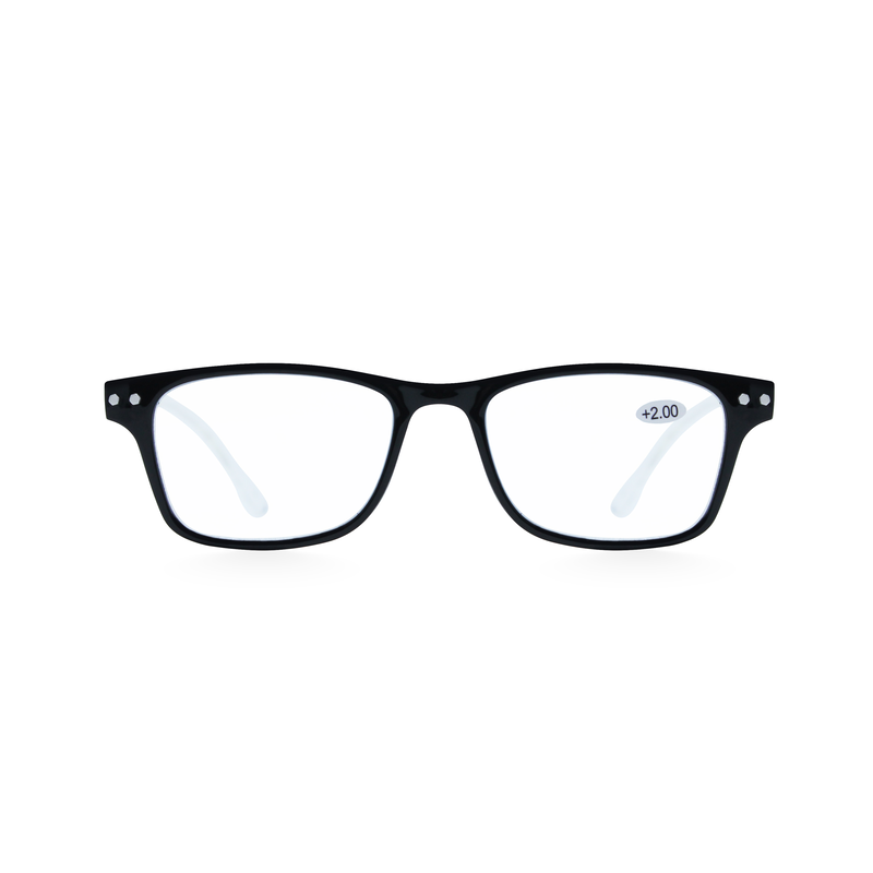 Product image: OJO reading glasses square shine black with clear temples with uv420 blue block lenses 2.0, , medium-null