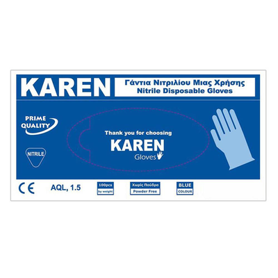 Karen nitrile blue disposa l glove x100, gloves, , medium
