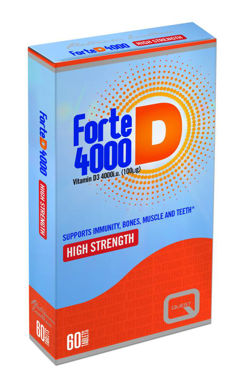 Product image: Quest forte d 4000, vitamin d3. Supports immunity, bones, muscle& teeth 60tablets, , medium-null