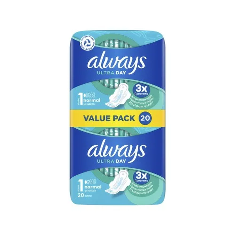 Product image: Always ultra normal plus value pack, servietes, 20, , medium-null