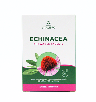 Vitalibro echinacea sore throat x 30 chewable tablets