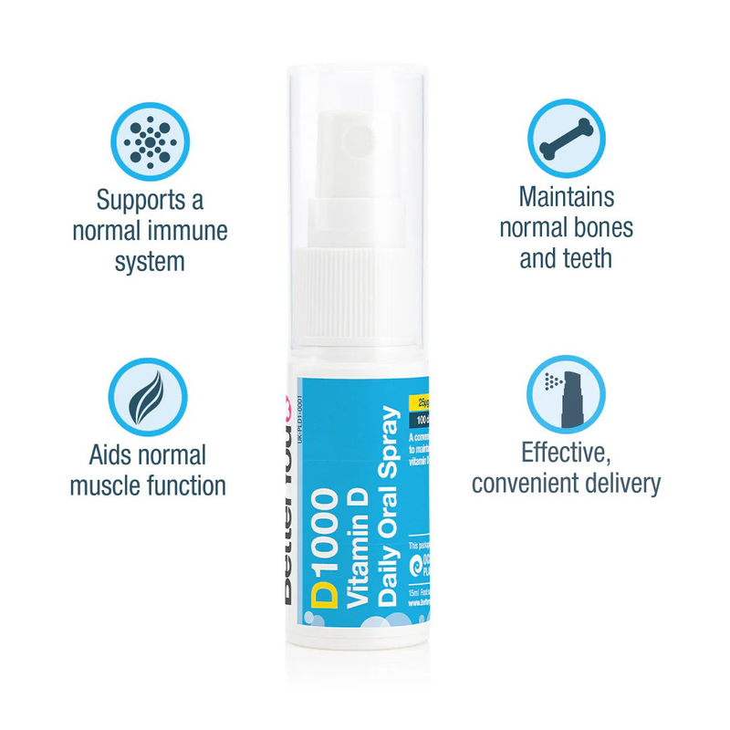 Betteryou dlux 1000iu vegan vitamin d daily oral spray x 15ml, , medium-null