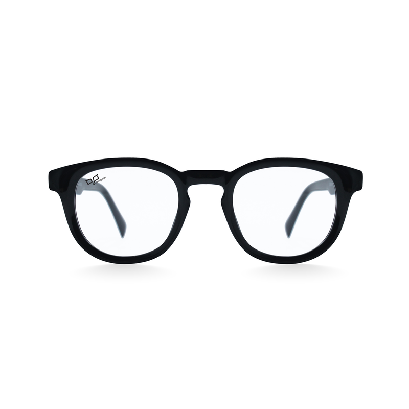 Product image: OJO personal style round handmade shine black frame and temples with demo lenses, , medium-null