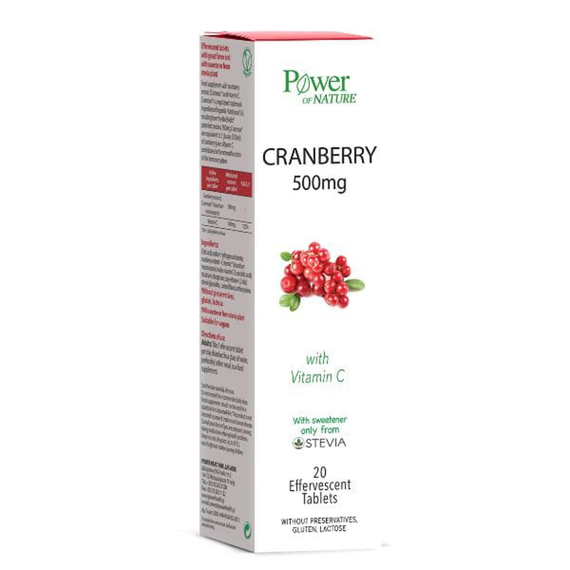 Product image: Power of nature cranberry stevia 500mg 20 effervescent tablets, , medium-null