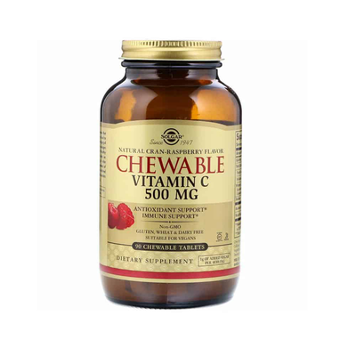 Solgar chewable vitamin c 500 mg x 90 tablets - cranberry & raspberry flavor, , medium