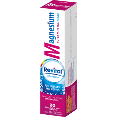 Revital magnesium + vitamin b6, 20 effervescent tablets with rasperry flavor