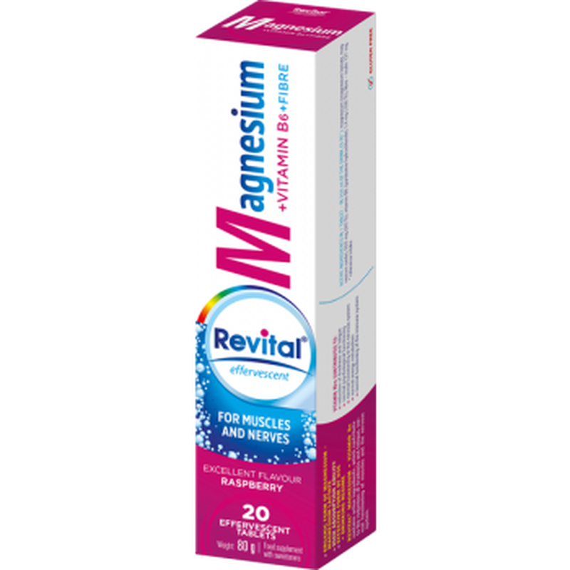 Revital magnesium + vitamin b6, 20 effervescent tablets with rasperry flavor, , medium image number null