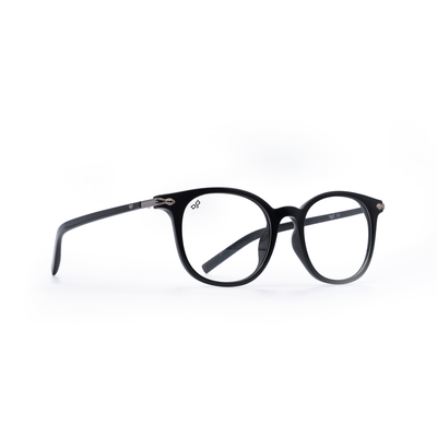 OJO personal style square handmade with shine black frame and silve black temples with demo lenses, , medium