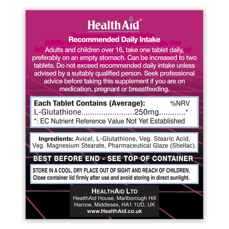 Health aid l-glutathione 250mg x 60tablets, , medium-null