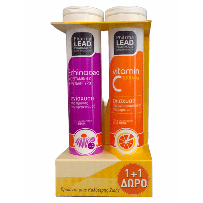 Pharmalead echinacea 20 effervescent tablets + vitamin c 1000mg 20 effervescent tablets free, , medium-null