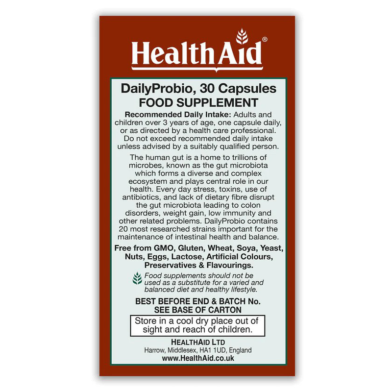 Health aid daily probio x 30 capsules - for optimum gut health, , medium-null