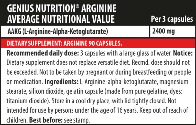 Product image: Arginine akg 90caps, Genius nutrition, , medium-null